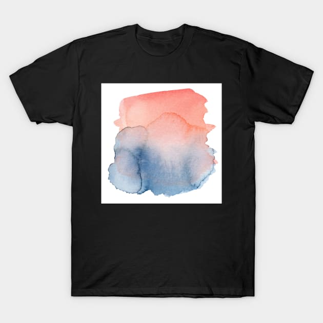 Rose Quart and Ocean Blue Watercolor Splotch T-Shirt by greenoriginals